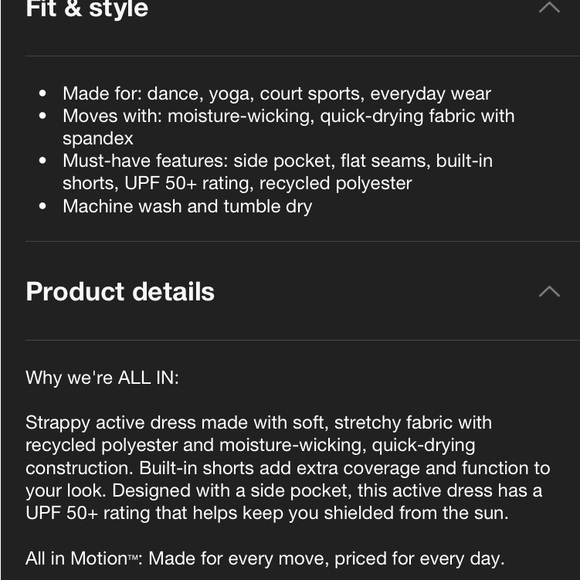 All in Motion Tennis Dress with Built-in Shorts - Large - Picture 3 of 5